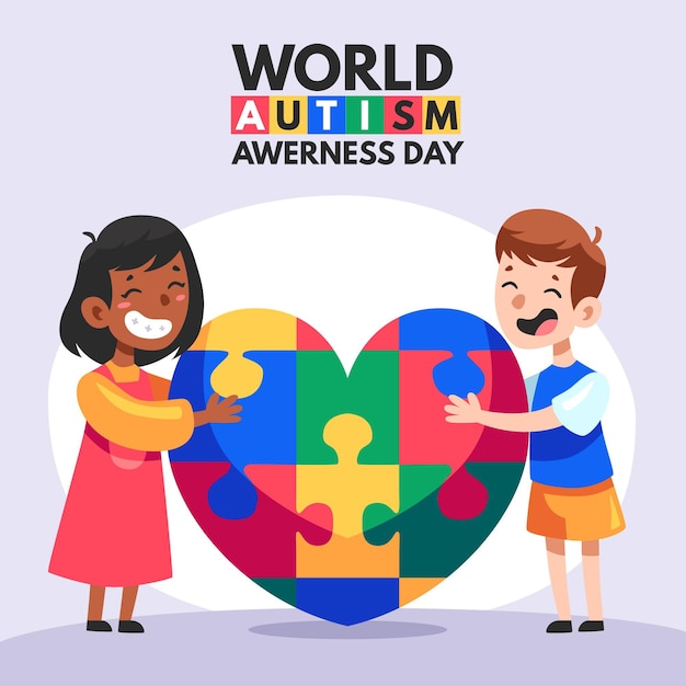 Ręcznie Rysowane światowy Dzień świadomości Autyzmu Z Puzzlami