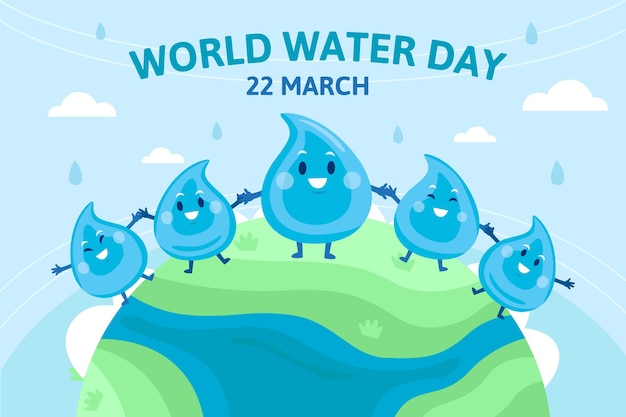 Bezpłatny wektor ręcznie rysowane światowy dzień wody