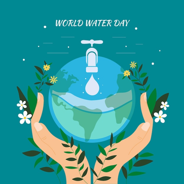Bezpłatny wektor ręcznie rysowane światowy dzień wody