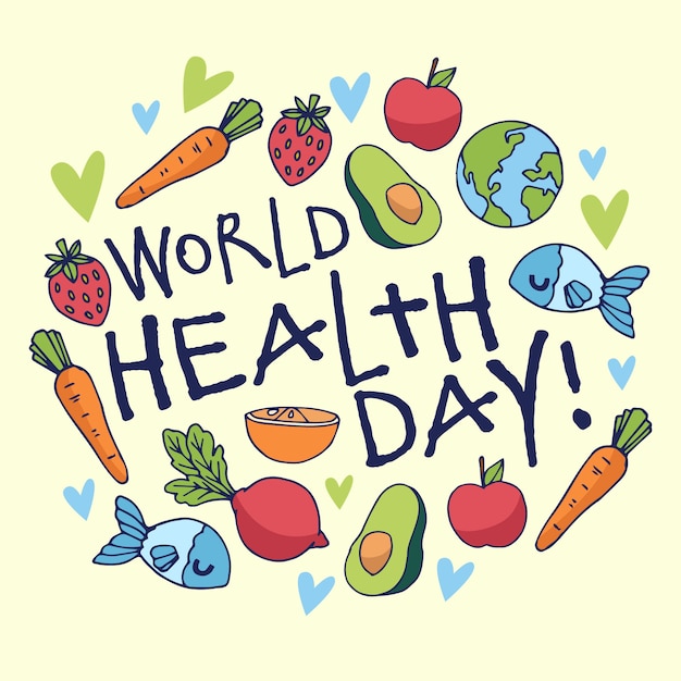 Ręcznie Rysowane światowy Dzień Zdrowia Z Warzywami