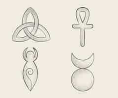 Bezpłatny wektor ręcznie rysowane symbole wiccan
