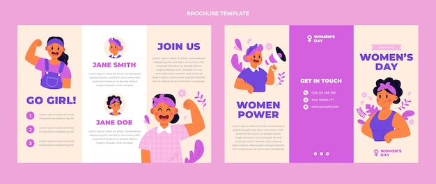 Bezpłatny wektor ręcznie rysowane szablon broszury międzynarodowego dnia kobiet