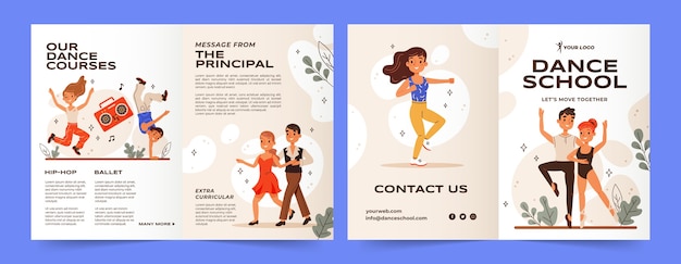 Bezpłatny wektor ręcznie rysowane szablon broszury szkoły tańca