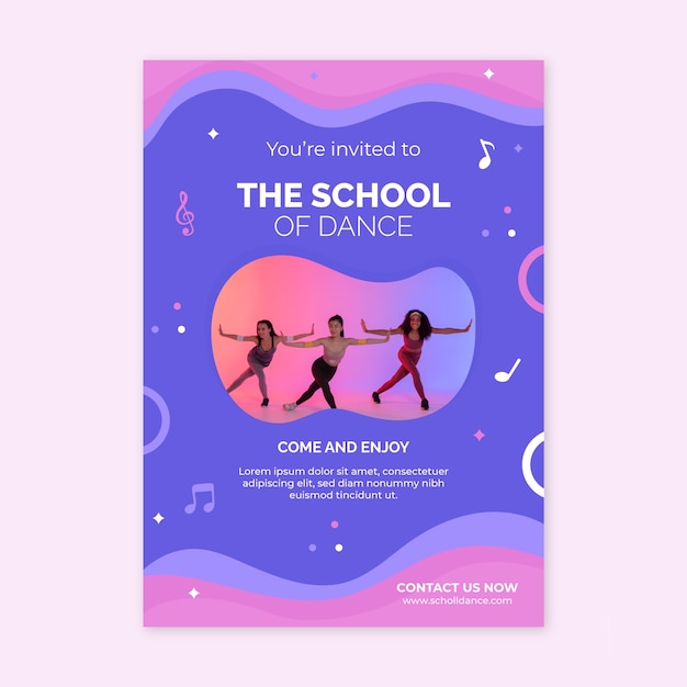 Bezpłatny wektor ręcznie rysowane szablon dynamicznego plakatu szkoły tańca