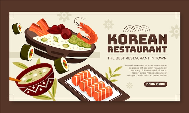 Ręcznie rysowane szablon facebook koreańskiej restauracji