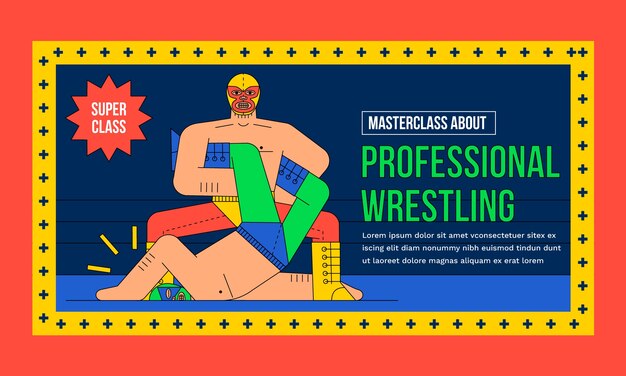 Ręcznie rysowane szablon facebook mistrzostwa wrestlingu