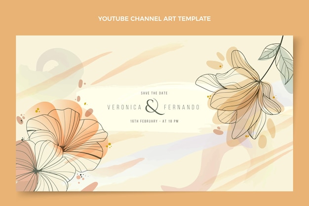 Bezpłatny wektor ręcznie rysowane szablon kanału weselnego na youtube