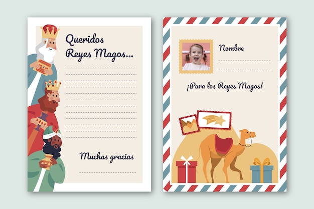 Ręcznie rysowane szablon listu życzeń Reyes Magos