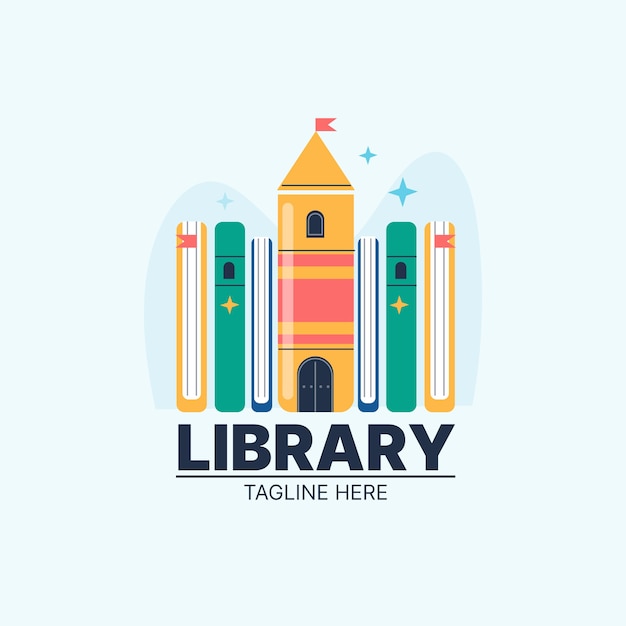 Ręcznie rysowane szablon logo biblioteki płaskiej konstrukcji