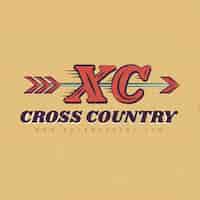 Bezpłatny wektor ręcznie rysowane szablon logo cross country