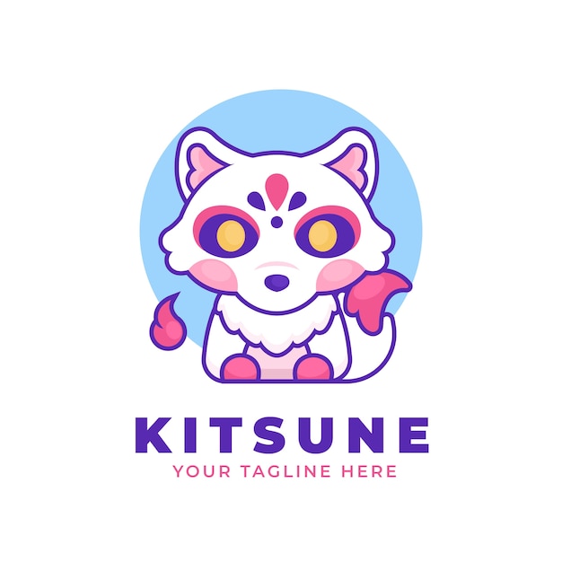 Bezpłatny wektor ręcznie rysowane szablon logo kitsune