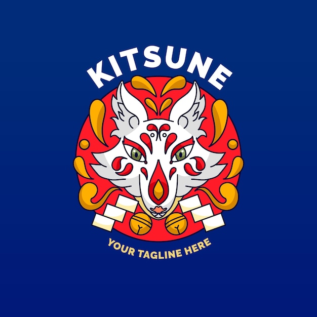 Ręcznie Rysowane Szablon Logo Kitsune