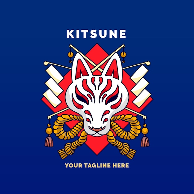 Ręcznie Rysowane Szablon Logo Kitsune