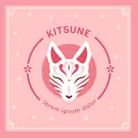 Bezpłatny wektor ręcznie rysowane szablon logo kitsune