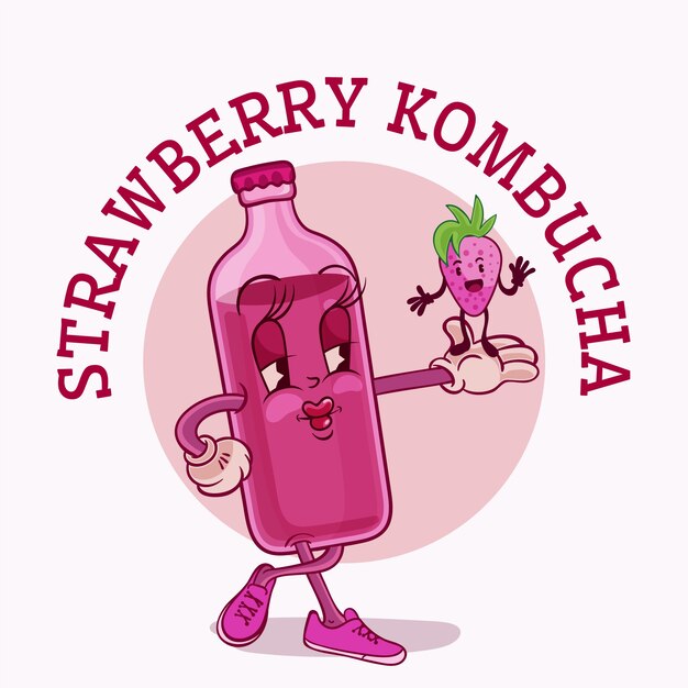 Bezpłatny wektor ręcznie rysowane szablon logo kombucha