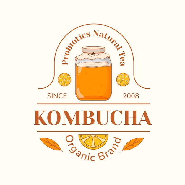 Bezpłatny wektor ręcznie rysowane szablon logo kombucha