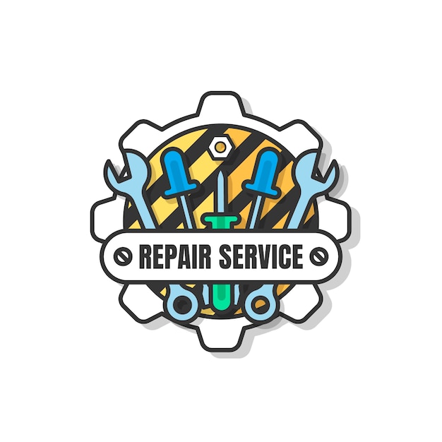 Bezpłatny wektor ręcznie rysowane szablon logo naprawy mechanicznej
