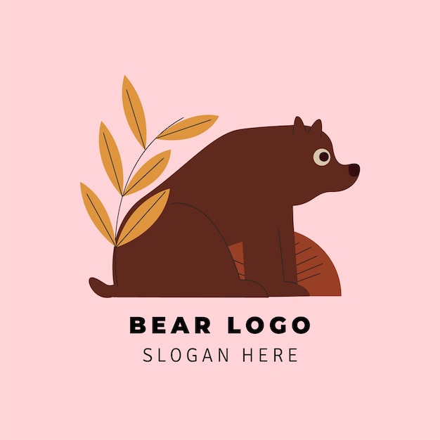 Bezpłatny wektor ręcznie rysowane szablon logo niedźwiedzia