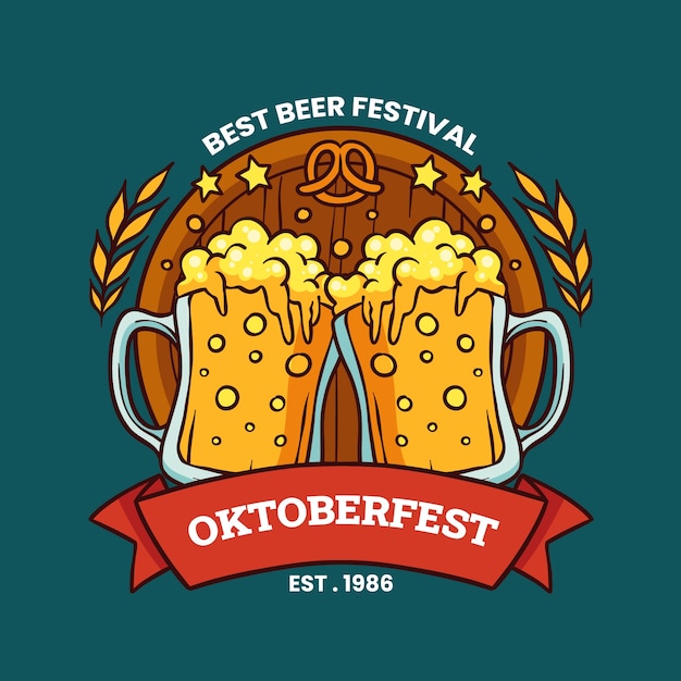 Bezpłatny wektor ręcznie rysowane szablon logo oktoberfest