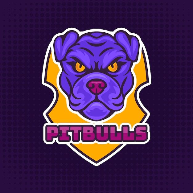 Bezpłatny wektor ręcznie rysowane szablon logo pitbull esport