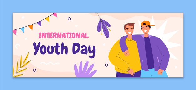 Bezpłatny wektor ręcznie rysowane szablon międzynarodowy dzień młodzieży