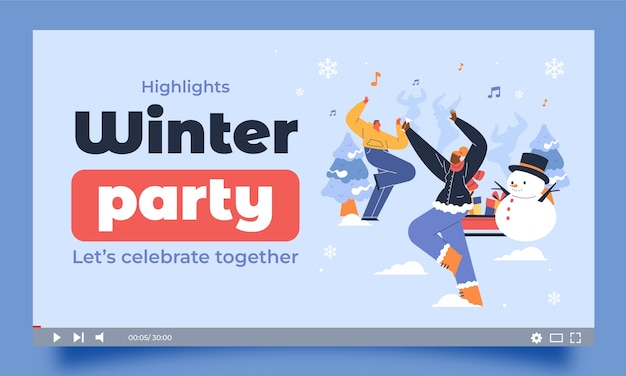 Bezpłatny wektor ręcznie rysowane szablon miniatury zimowej imprezy youtube