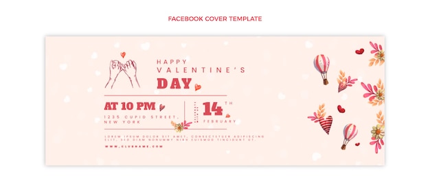 Ręcznie Rysowane Szablon Okładki Mediów Społecznościowych Walentynki