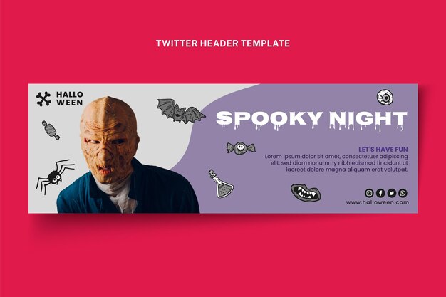 Bezpłatny wektor ręcznie rysowane szablon okładki na twitter halloween