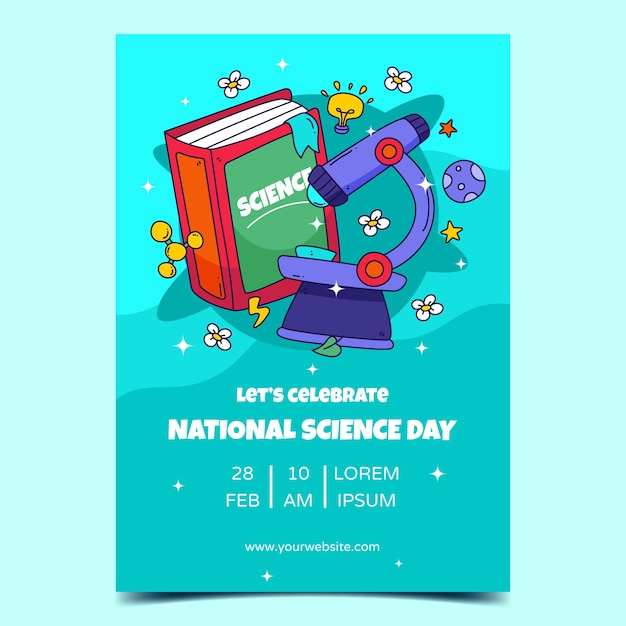 Bezpłatny wektor ręcznie rysowane szablon pionowy plakat narodowy dzień nauki