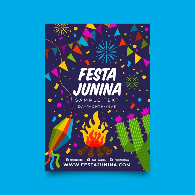 Ręcznie Rysowane Szablon Plakat Festa Junina