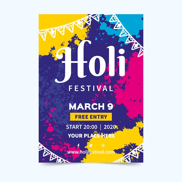 Ręcznie Rysowane Szablon Plakat Festiwalu Holi