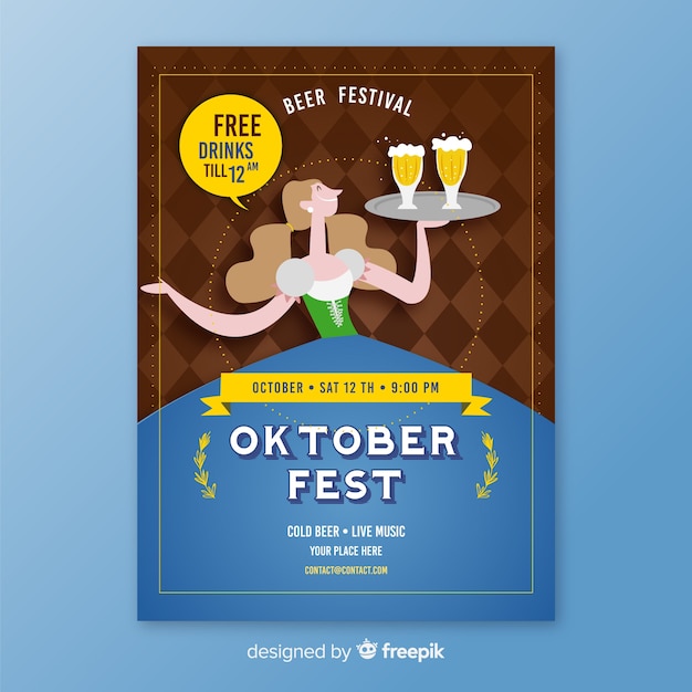 Ręcznie Rysowane Szablon Plakat Oktoberfest