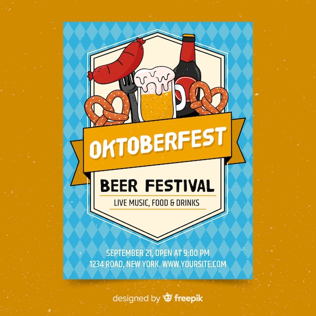 Ręcznie Rysowane Szablon Plakat Oktoberfest