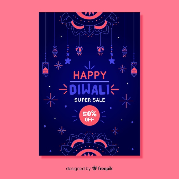 Ręcznie Rysowane Szablon Plakat Sprzedaż Diwali