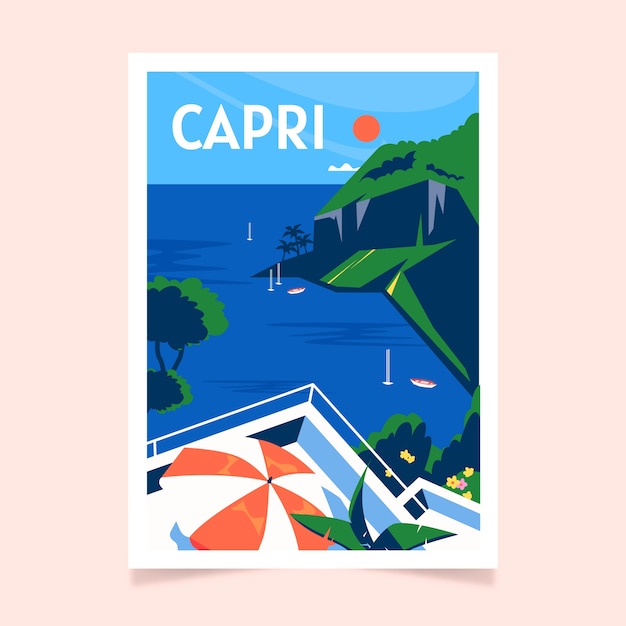 Ręcznie Rysowane Szablon Plakatu Capri