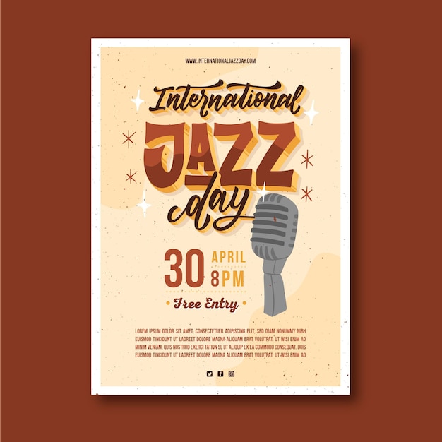 Ręcznie Rysowane Szablon Plakatu Międzynarodowego Dnia Jazzu