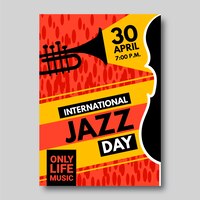 Bezpłatny wektor ręcznie rysowane szablon plakatu międzynarodowego dnia jazzu
