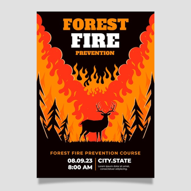 Bezpłatny wektor ręcznie rysowane szablon plakatu pożaru