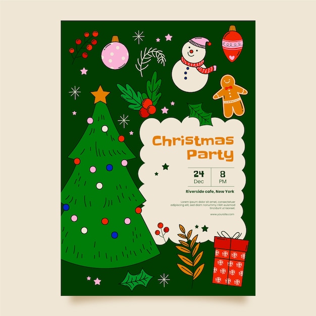Bezpłatny wektor ręcznie rysowane szablon plakatu świątecznego sezonu