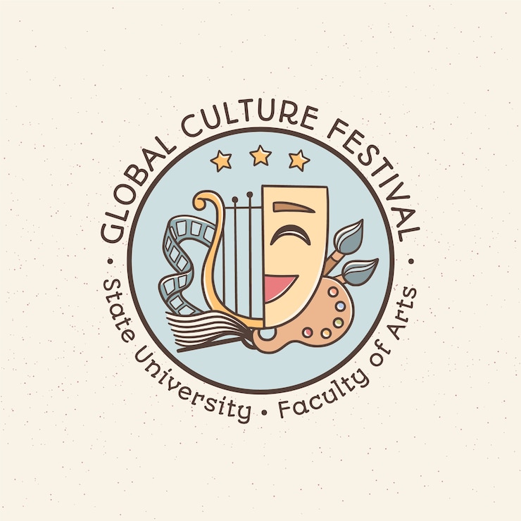 Bezpłatny plik Wektor ręcznie rysowane szablon projektu logo kultury