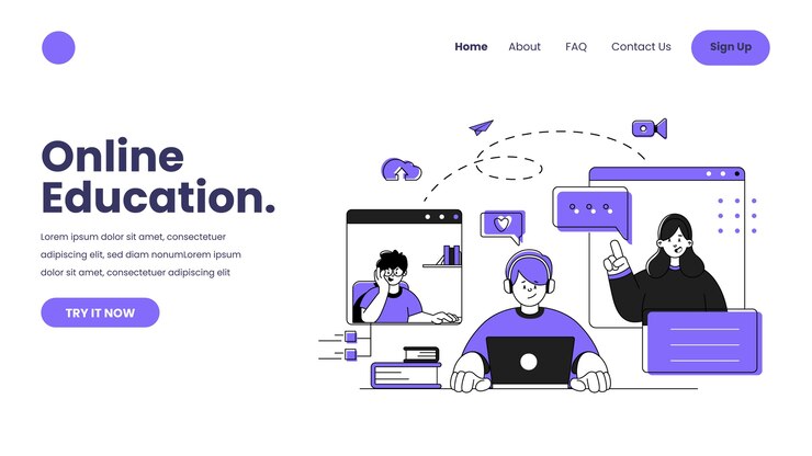Bezpłatny plik Wektor ręcznie rysowane szablon sieci web uczenia się online