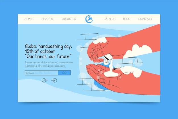 Ręcznie Rysowane Szablon Strony Docelowej Globalnego Dnia Mycia Rąk
