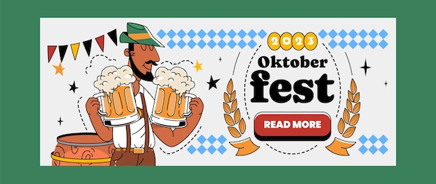 Ręcznie Rysowane Szablon Transparentu Poziomego Na Obchody Festiwalu Piwa Oktoberfest