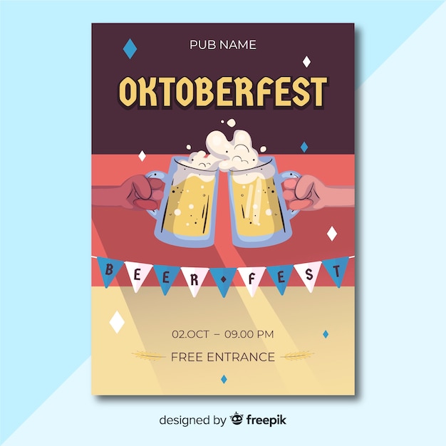 Bezpłatny wektor ręcznie rysowane szablon ulotki oktoberfest