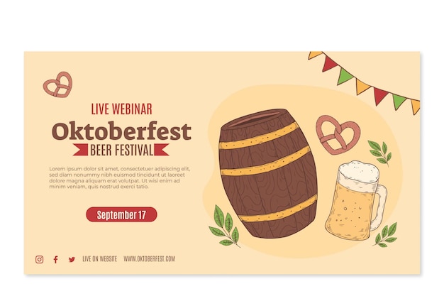 Bezpłatny wektor ręcznie rysowane szablon webinaru oktoberfest