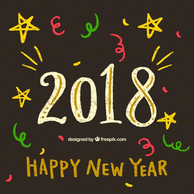 Ręcznie Rysowane Szczęśliwego Nowego Roku 2018