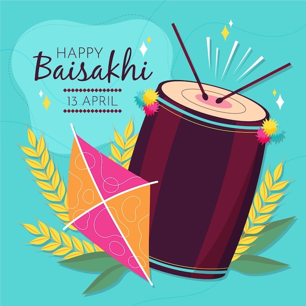 Ręcznie Rysowane Szczęśliwy Ilustracja Baisakhi