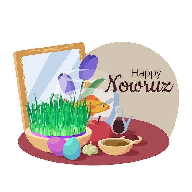 Bezpłatny wektor ręcznie rysowane szczęśliwy nowruz