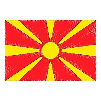 Ręcznie rysowane szkic flagi macedonii północnej. doodle styl wektor ikona