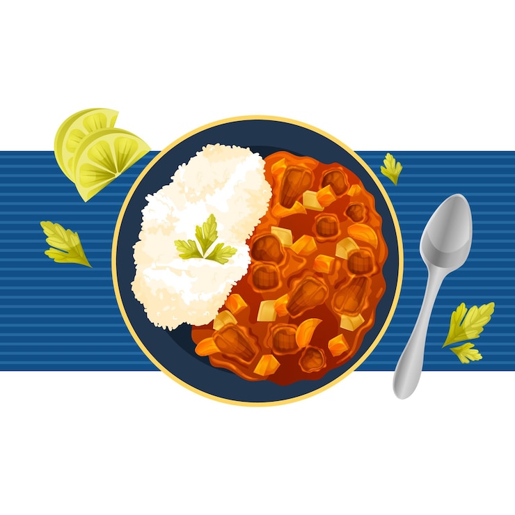 Bezpłatny plik Wektor ręcznie rysowane talerz ryżowy curry